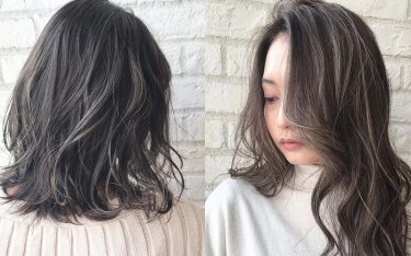 大人気のハイライト×暗髪カラーで、顔まわりを明るく見せるおしゃれ髪に♡