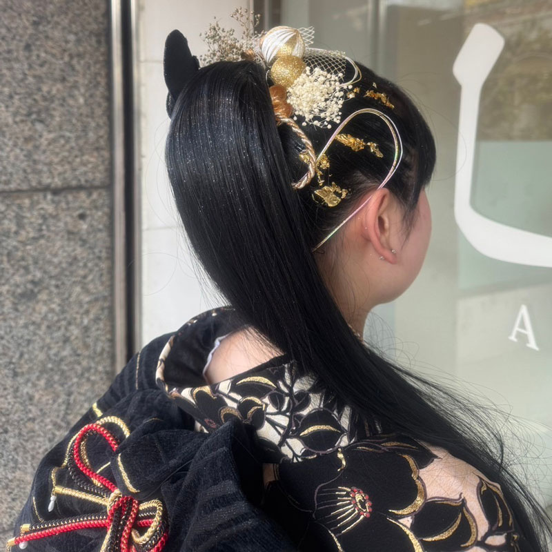 黒　振袖　ヘアアレンジ 