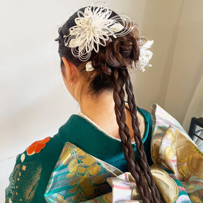 緑振袖　ヘアアクセサリー 