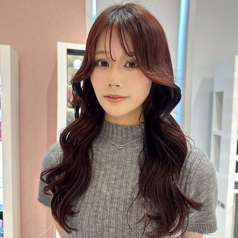 ロングスタイル ウエーブ巻き